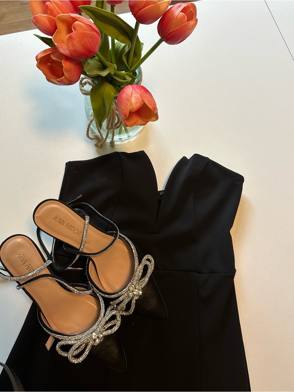 Lulus Strapless M Dress with Jeweled Slingback Heels size 8 shoes